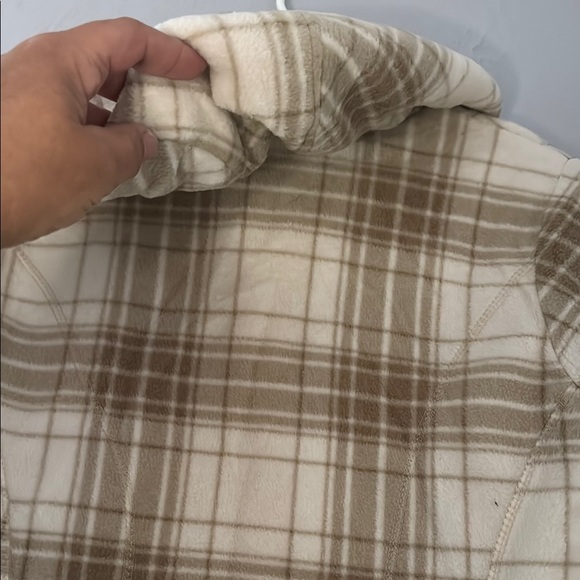 ZeroXposur Cream and Brown Jean Jacket with Cozy Hood - Picture 7 of 9